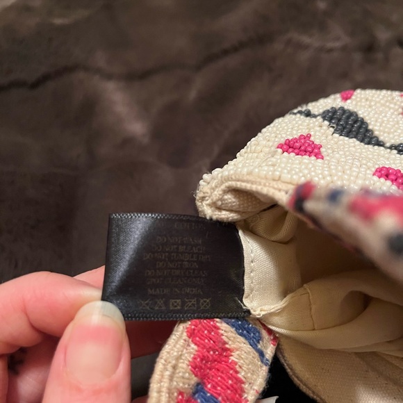 America & Beyond Beaded Artistic Handbag with white and multicolor patterns. - Picture 8 of 9